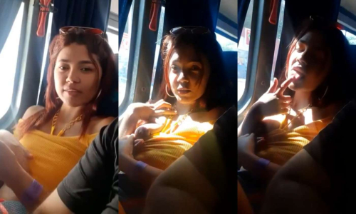 Sexy Girl Showing Her Boobs Inside Bus